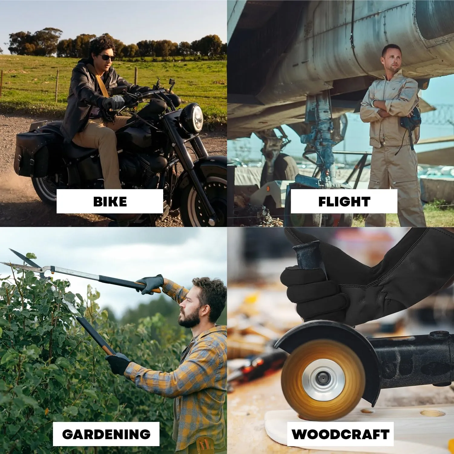 Nomex Flight Gloves, Leather Work Gloves for Men, Soft Durable Sheep Skin Leather Driving, Flying, Gardening Hunting Gloves