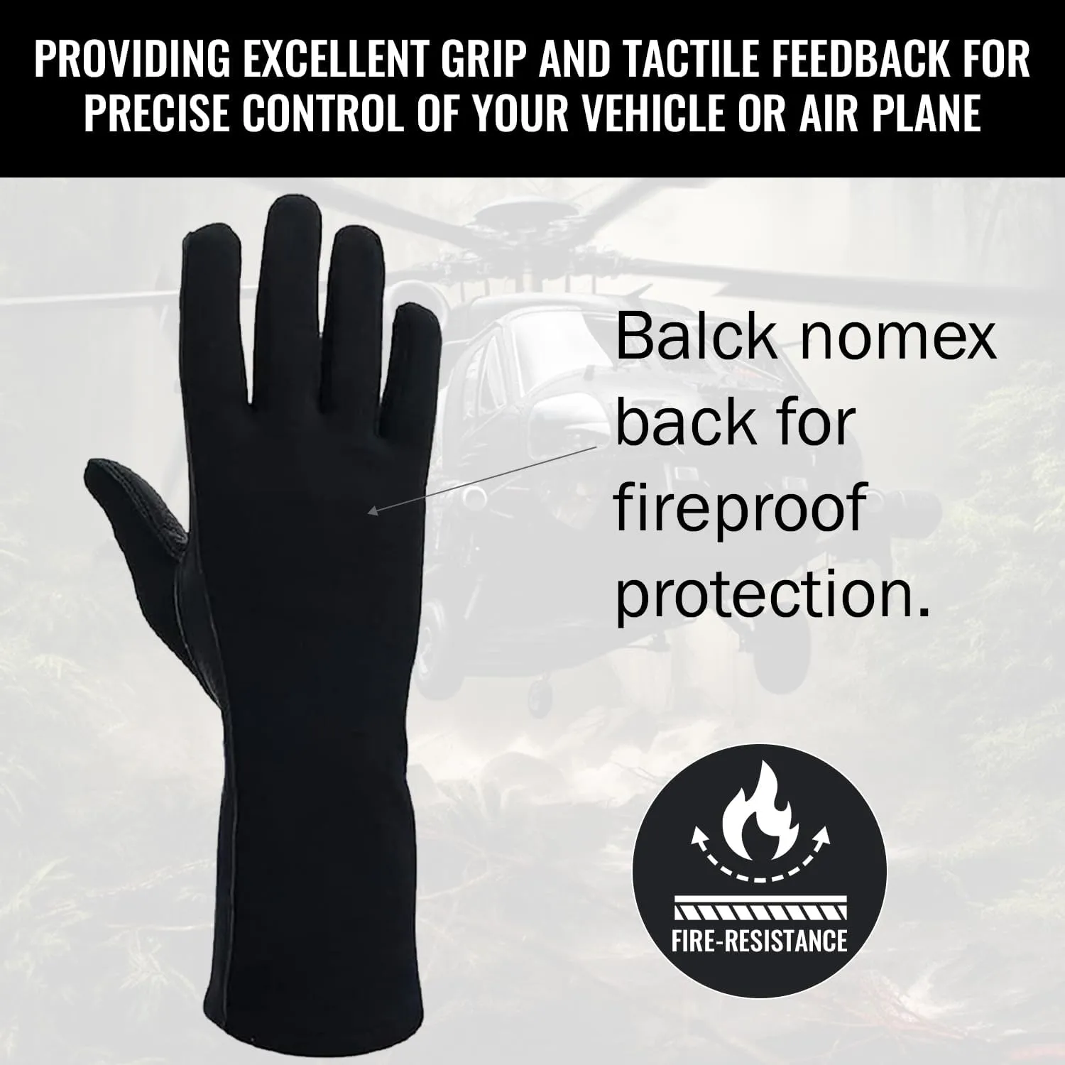 Nomex Flight Gloves, Leather Work Gloves for Men, Soft Durable Sheep Skin Leather Driving, Flying, Gardening Hunting Gloves