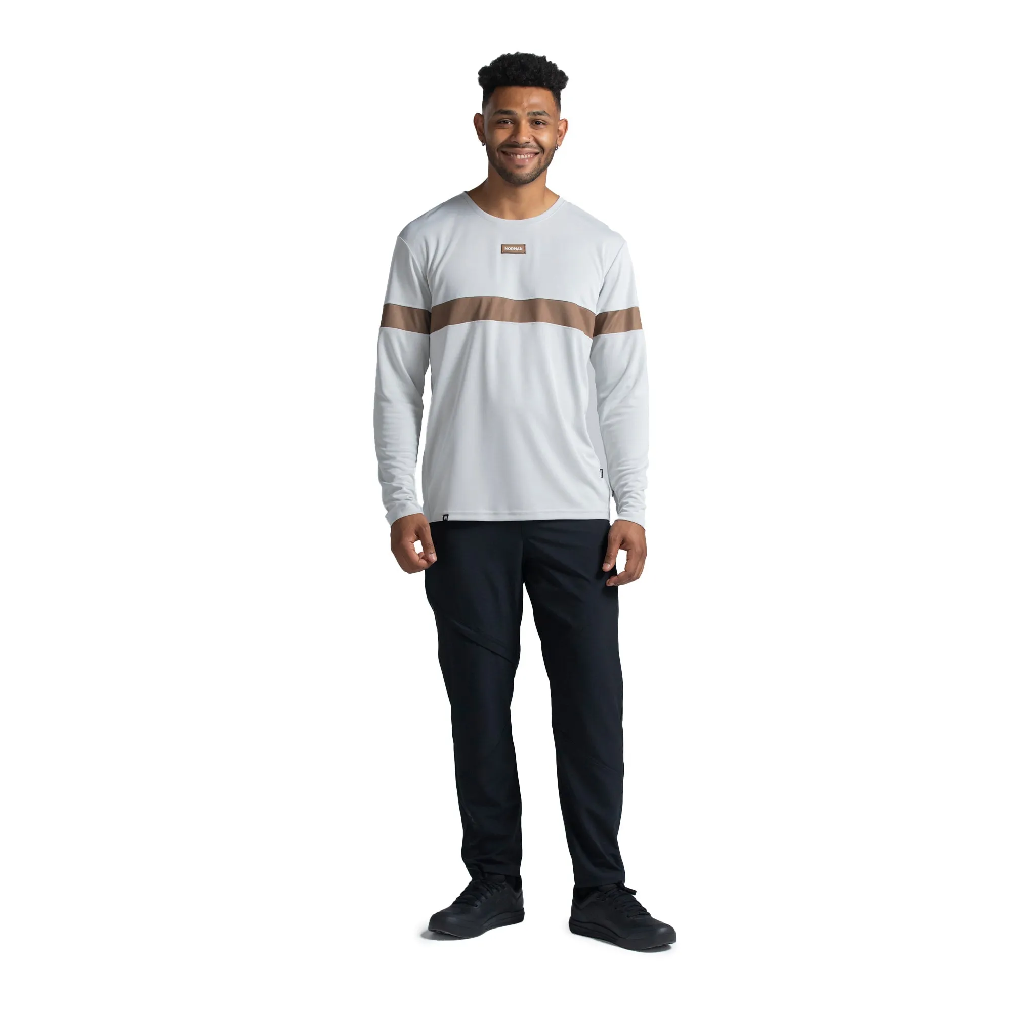 Norman MTB Men's Bamboo Long Sleeve Gravity Jersey - 2XL - White