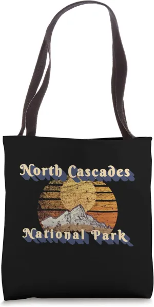 North Cascades National Park Retro Mountain Sunset Styled Tote Bag
