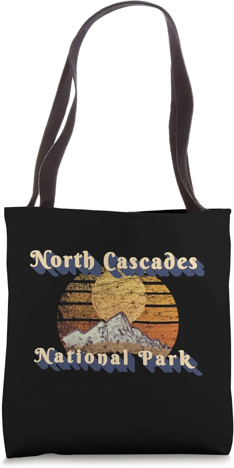 North Cascades National Park Retro Mountain Sunset Styled Tote Bag