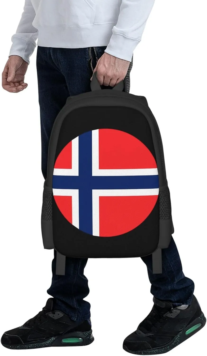 Norway Norwegian Flag Round Travel Backpack Casual Backpacks 15 Inch Laptop Back Pack Lightweight Rucksack Outdoor Sport Daypack Large Bags for Working Camping Hiking
