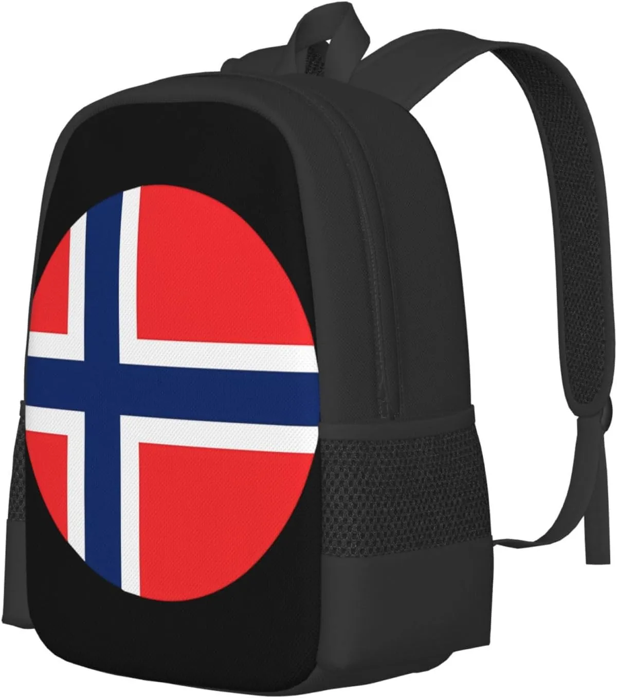 Norway Norwegian Flag Round Travel Backpack Casual Backpacks 15 Inch Laptop Back Pack Lightweight Rucksack Outdoor Sport Daypack Large Bags for Working Camping Hiking