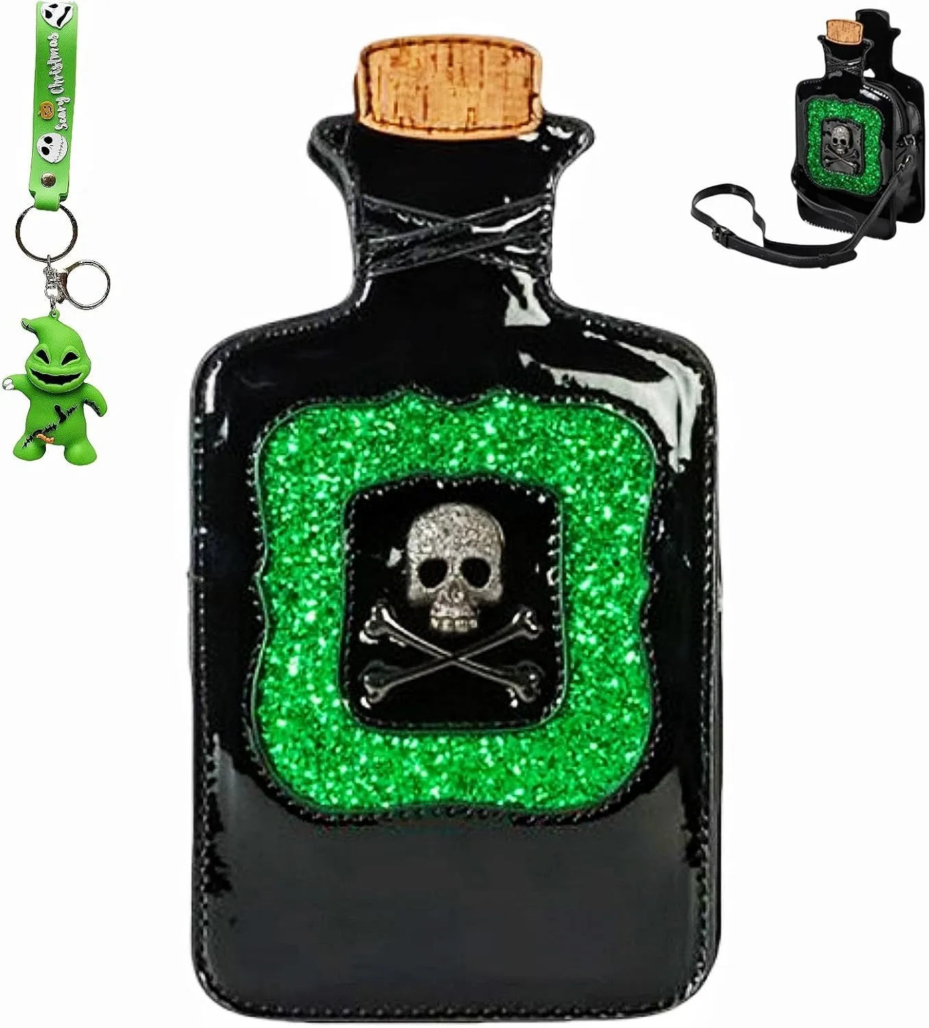 Novelty Handbags Poison Bottle Crossbody Bag Fun Shape Purse Chainstrap Glitter Poison Bottle Purse