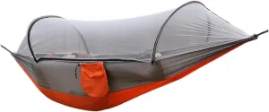 Nylon Parachute Hammock Net Camping Hammock with Mosquito Net Sleeping Tent Hammock Suitable Camping Hammock Outdoor Furniture Garden Terrace Hammock(Style2)