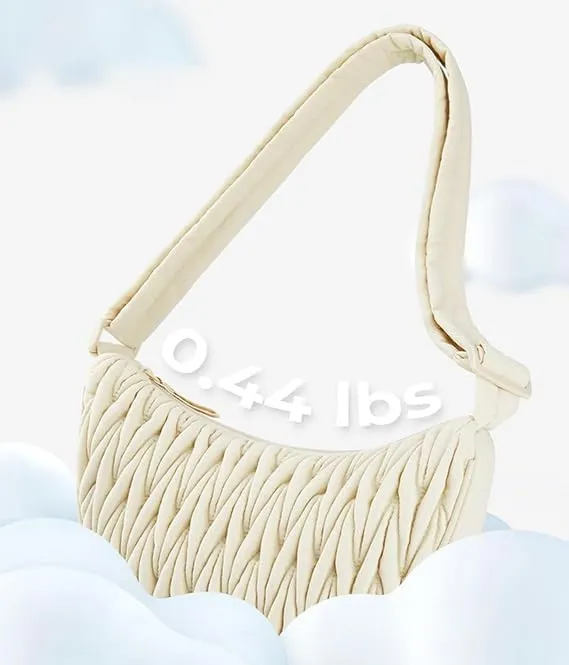Nylon Quilted Crescent Hobo Bag for Women Solid Crossbody Shoulder Bag Handbags Small Satchel Sports Bag Work Bag