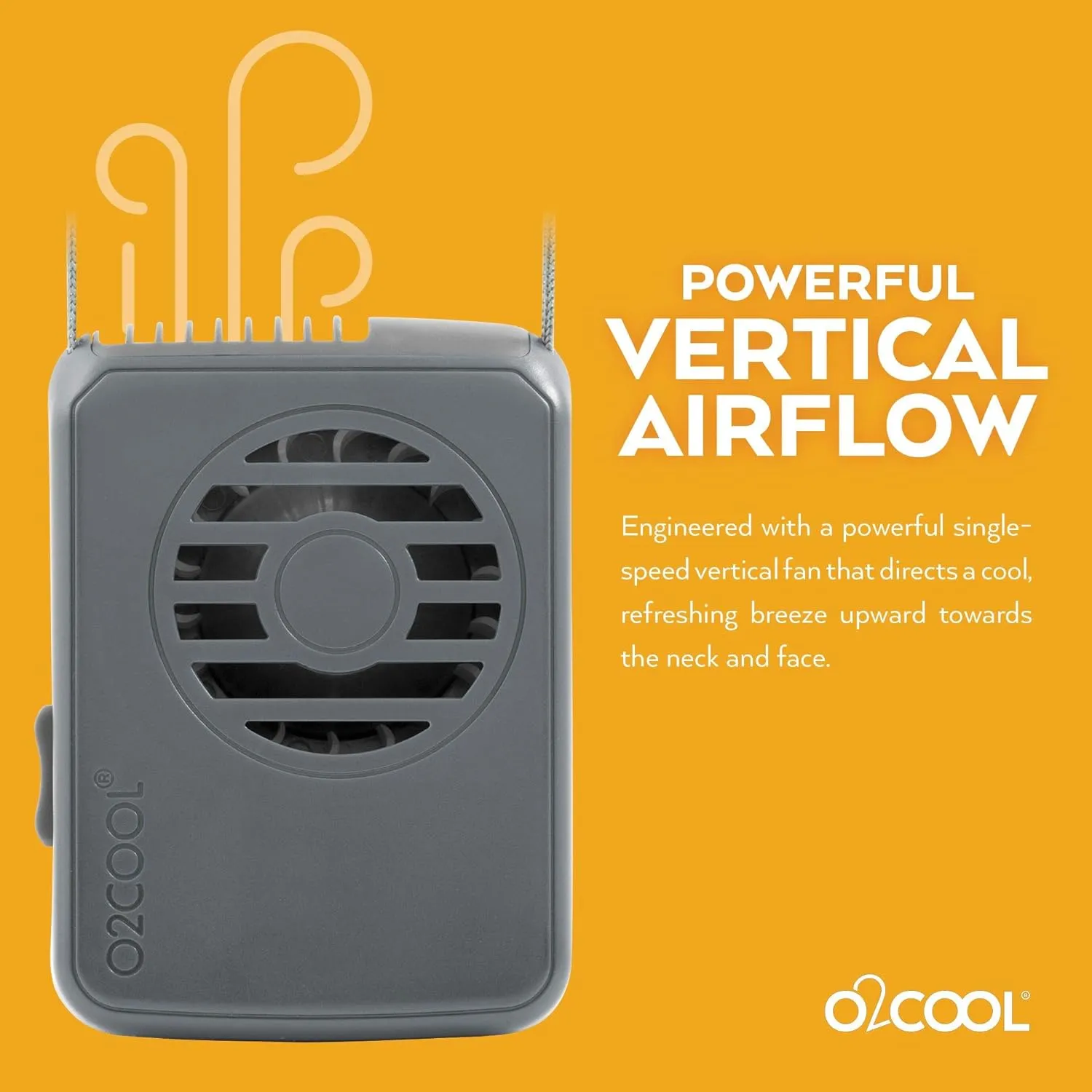 O2COOL Deluxe Necklace Fan, Battery Powered with Adjustable Lanyard, 2 Pack, Grey