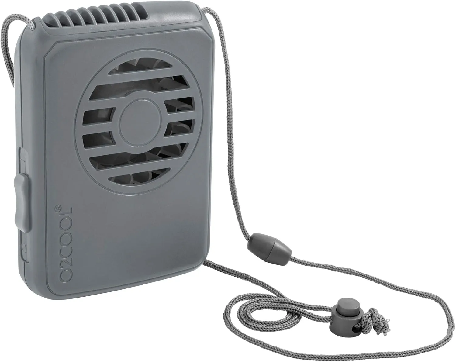 O2COOL Deluxe Necklace Fan, Battery Powered with Adjustable Lanyard, 2 Pack, Grey