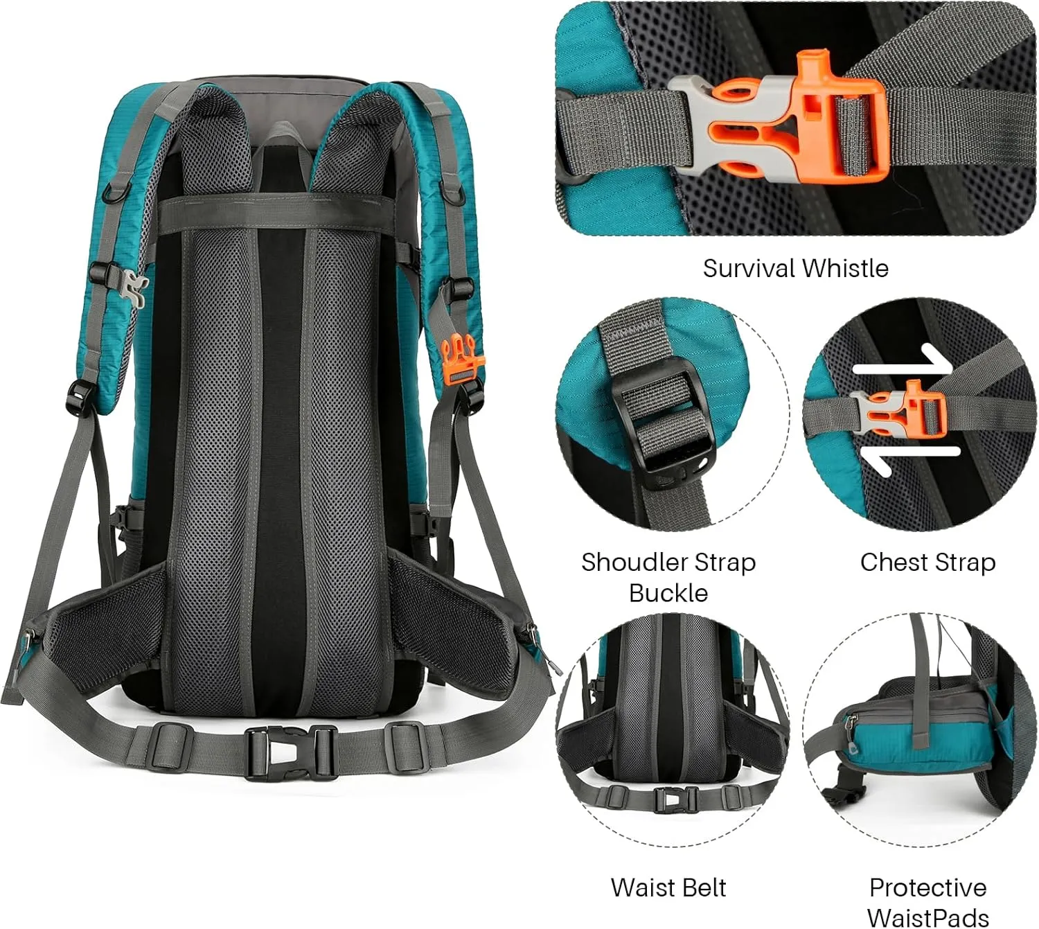 OKYUK 70L Hiking Backpack, Camping Hiking Back Pack, Water Resistant Lightweight Mountain Climbing Bag, Outdoor Camping Sport Daypack with Rain Cover, for Travel, Touring, Cycling (Green, 70L)