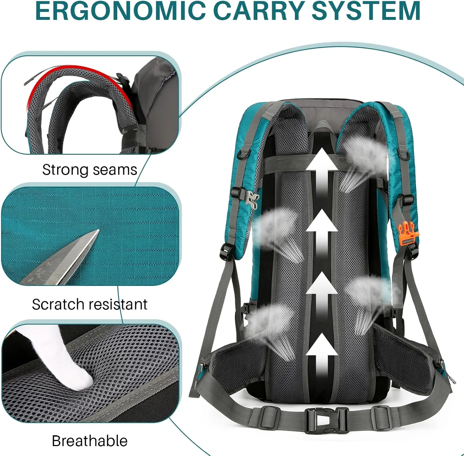 OKYUK 70L Hiking Backpack, Camping Hiking Back Pack, Water Resistant Lightweight Mountain Climbing Bag, Outdoor Camping Sport Daypack with Rain Cover, for Travel, Touring, Cycling (Green, 70L)