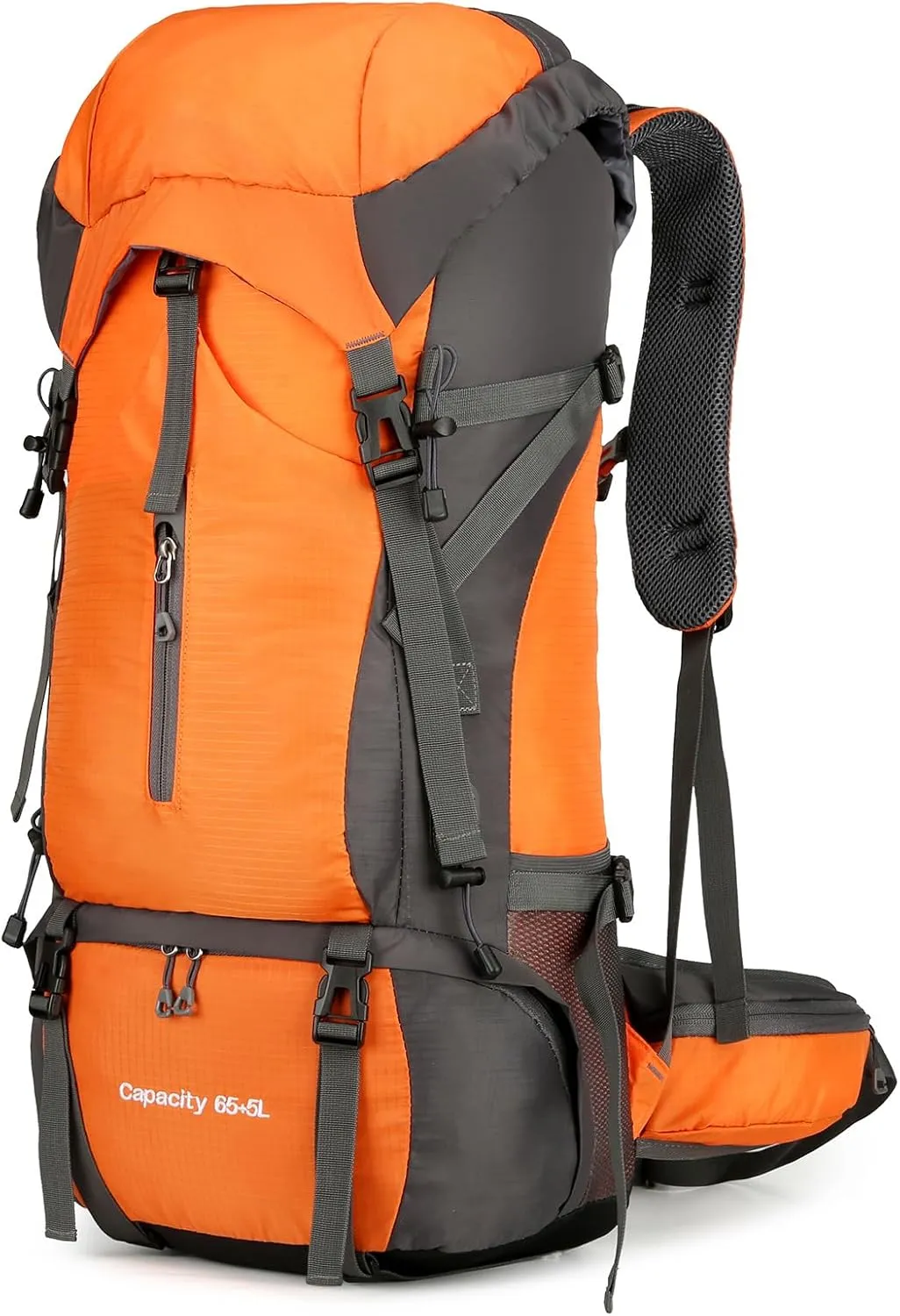 OKYUK 70L Hiking Backpack, Camping Hiking Back Pack, Water Resistant Lightweight Mountain Climbing Bag, Outdoor Camping Sport Daypack with Rain Cover, for Travel, Touring, Cycling (Orange, 70L)