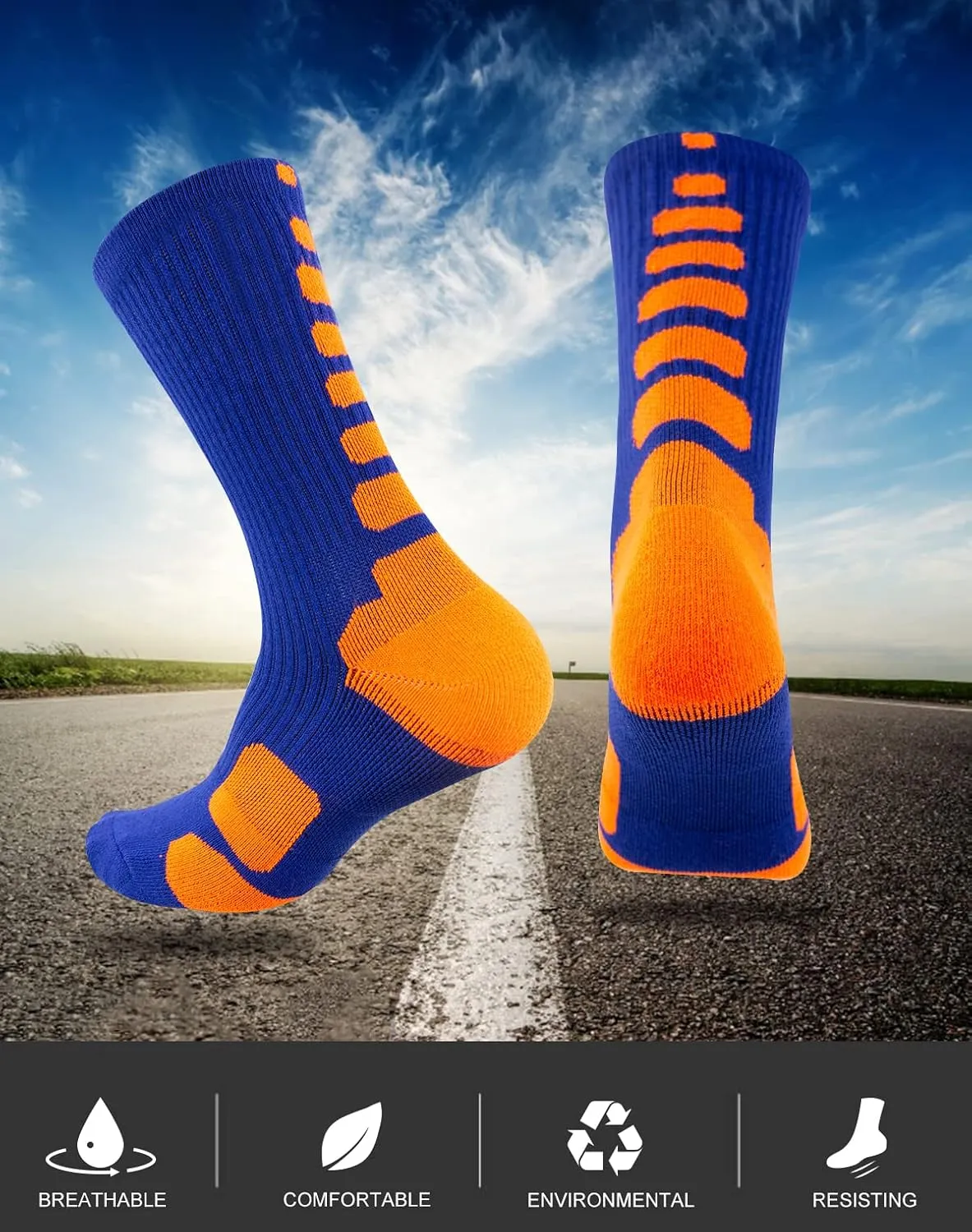 OLCHEE Boys Sock Basketball Soccer Hiking Ski Athletic Outdoor Sports Thick Calf High Crew Socks Multipack