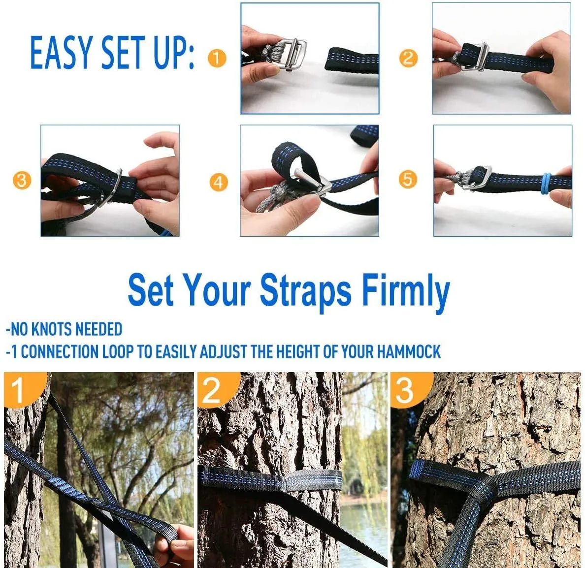 onewind Tree Straps – Camping Hammock Tree Swing Straps Durable Lightweight Set Compact & Easy to Set Up (Orange-N)