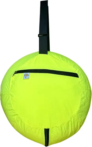 Original Travel-Anywhere Bean Bag - Neon Yellow and Black – Portable Comfort for Reclining at Beach, Picnic, Outdoor Movie, Camping; has Zippered Pouch and Adjustable Strap; fits on a Plane