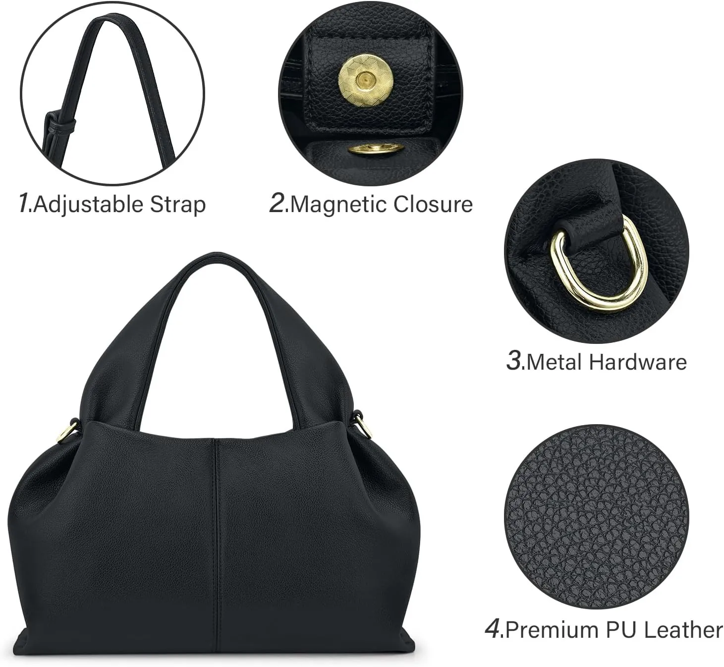 oscaurt Purses and Handbags for Women Trendy Dumpling Cloud Bag Chic PU Leather Tote Shoulder Bag with Removable Strap