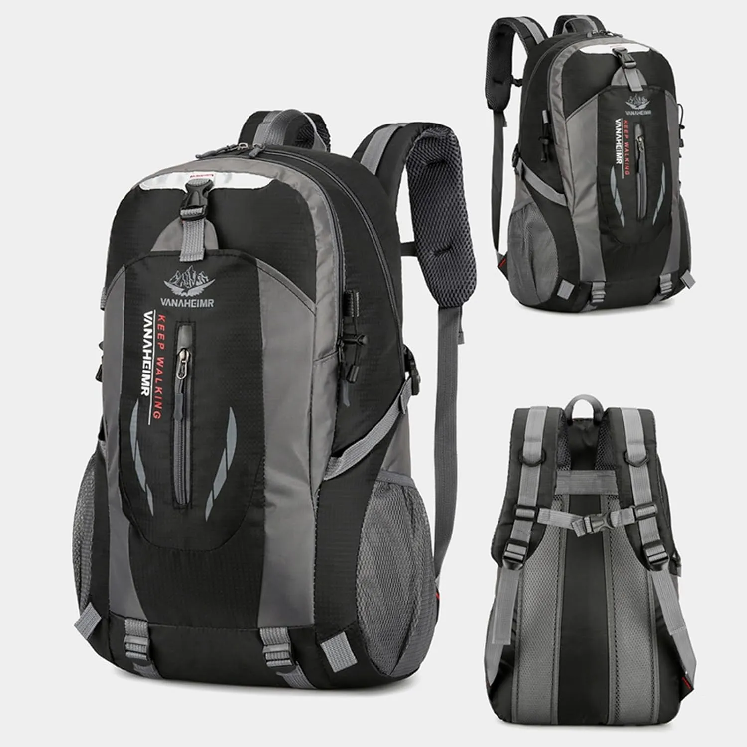 Outdoor backpack, camping mountaineering bag, hiking waterproof, backpack, men's leisure travel sports backpack (Color : Black)
