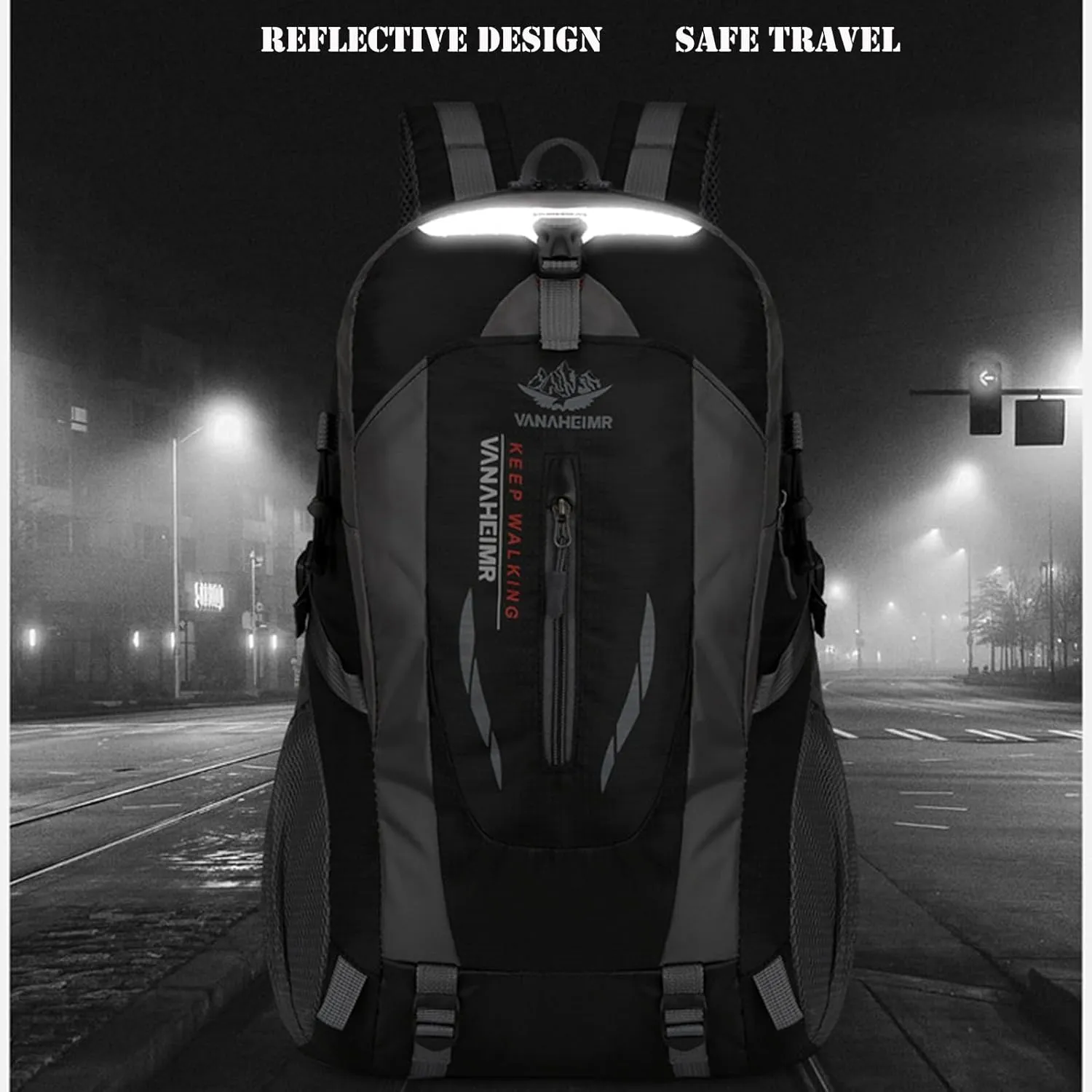 Outdoor backpack, camping mountaineering bag, hiking waterproof, backpack, men's leisure travel sports backpack (Color : Black)