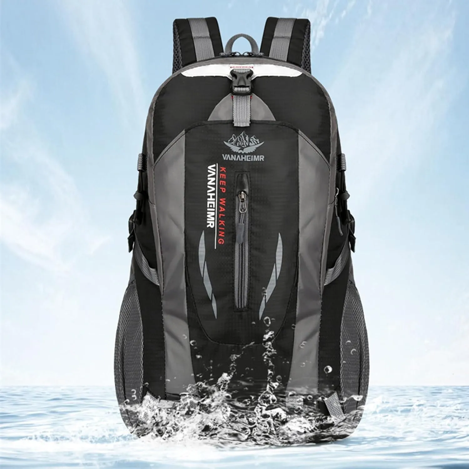 Outdoor backpack, camping mountaineering bag, hiking waterproof, backpack, men's leisure travel sports backpack (Color : Black)