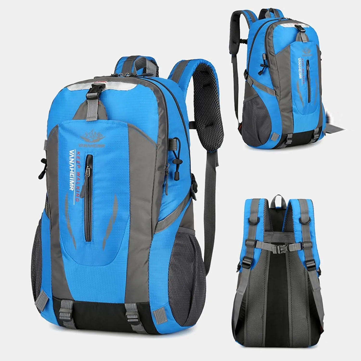 Outdoor backpack, camping mountaineering bag, hiking waterproof, backpack, men's leisure travel sports backpack (Color : Blue)