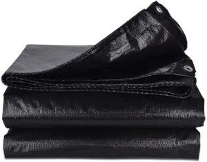Outdoor Black Tarp Waterproof PVC Coated Tarpaulin Sunscreen Anti-UV Cover Cloth Compatible with Camping Truck Garden Furniture Swimming Pool (Color : Black Size : 5X7M)