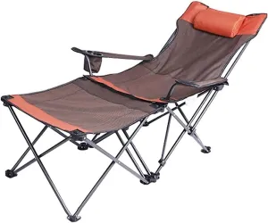 Outdoor Chair Folding Camping Chair 2 In 1 Camping Chair With Footrest, Recliner Folding Lounge Seat For Beach, Fishing, Picnics, Hiking Camping Chair Foldable Chair ( Color : B , Size : 58*38*168cm )