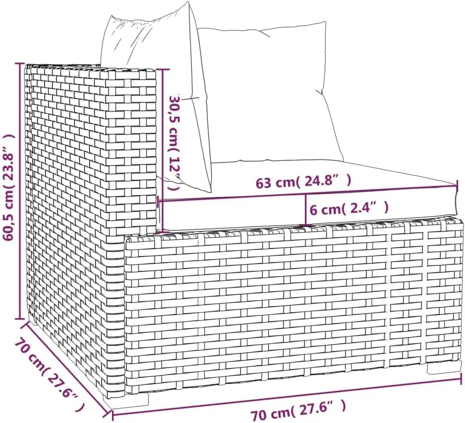 Outdoor Patio Furniture,6 Piece Patio Lounge Set with Cushions Poly Rattan GrayDesigned for Camping, Resting, Outdoors.