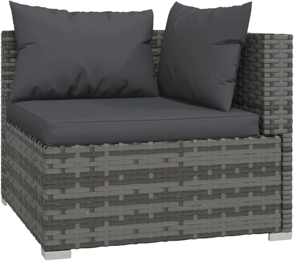 Outdoor Patio Furniture,6 Piece Patio Lounge Set with Cushions Poly Rattan GrayDesigned for Camping, Resting, Outdoors.