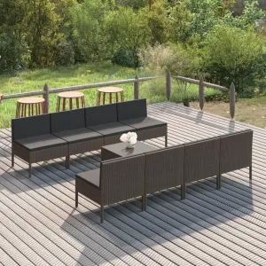 Outdoor Patio Furniture,9 Piece Patio Lounge Set with Cushions Poly Rattan GrayDesigned for Camping, Resting, Outdoors.