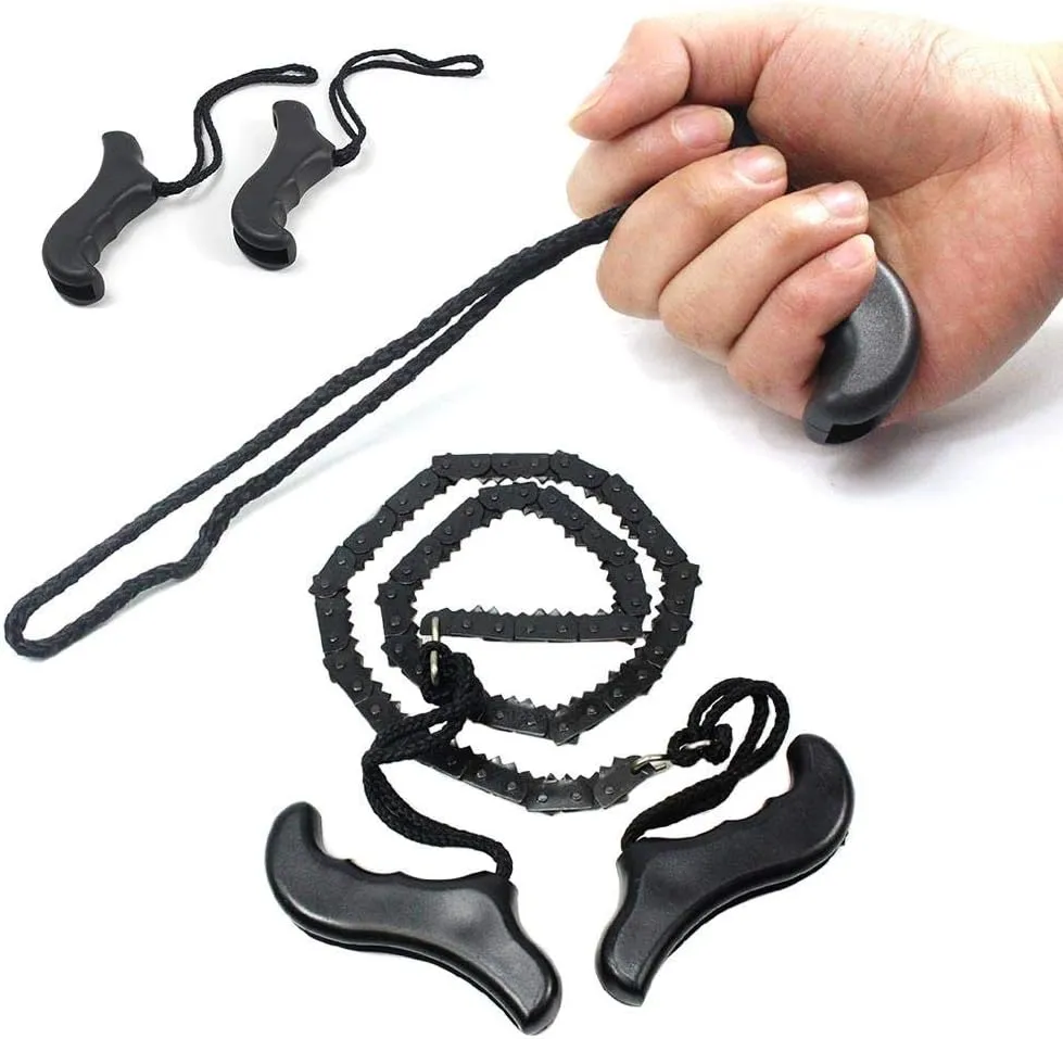 Outdoor Survival Pocket Emergency Hand Chain Saw Gardening Camping Hiking Kit - (Color: Black)