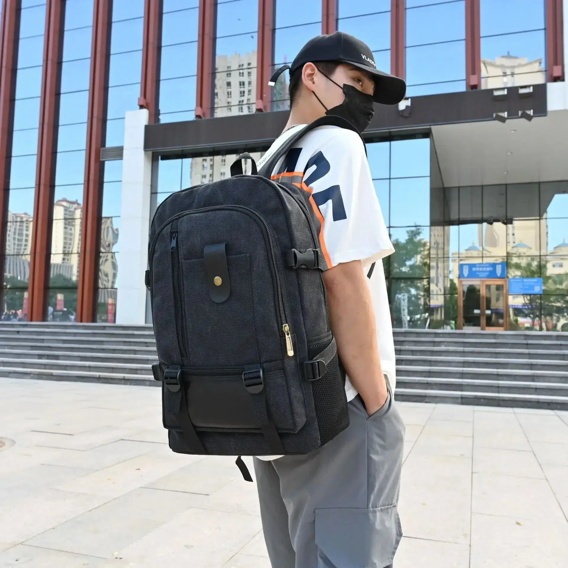 Outdoor Travel Camping Bag Computer Bag Mountaineering Bag Large Capacity Backpack for Men Canvas High School Backpacks