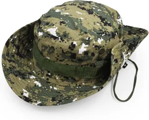 Outdoor Wide Brim Sun Protect Hat, Classic US Combat Army Style Bush Jungle Sun Cap for Fishing Hunting Camping