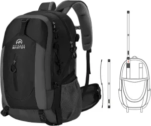 OutdoorMaster 50L Hiking Backpack with High Strength Aluminum Support, Lightweight Travel Daypack with Rain Cover, Waterproof Camping Bag for Men Women -Black