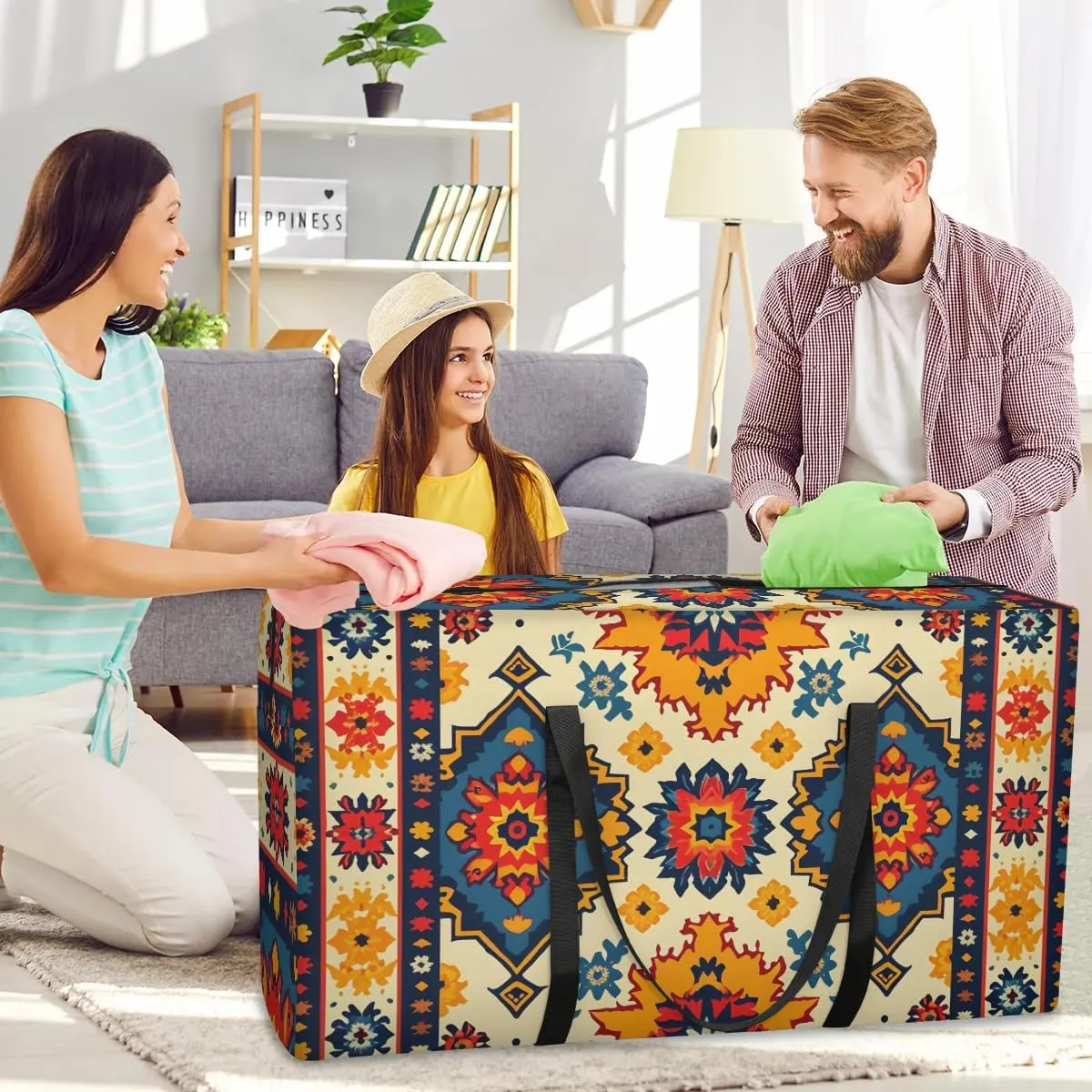 Oversized Moving Bags Aztec Ethnic Geometric Waterproof Storage Totes Large Storage Bags for Clothes Packing Bags for Moving Travel & Clothes Storage