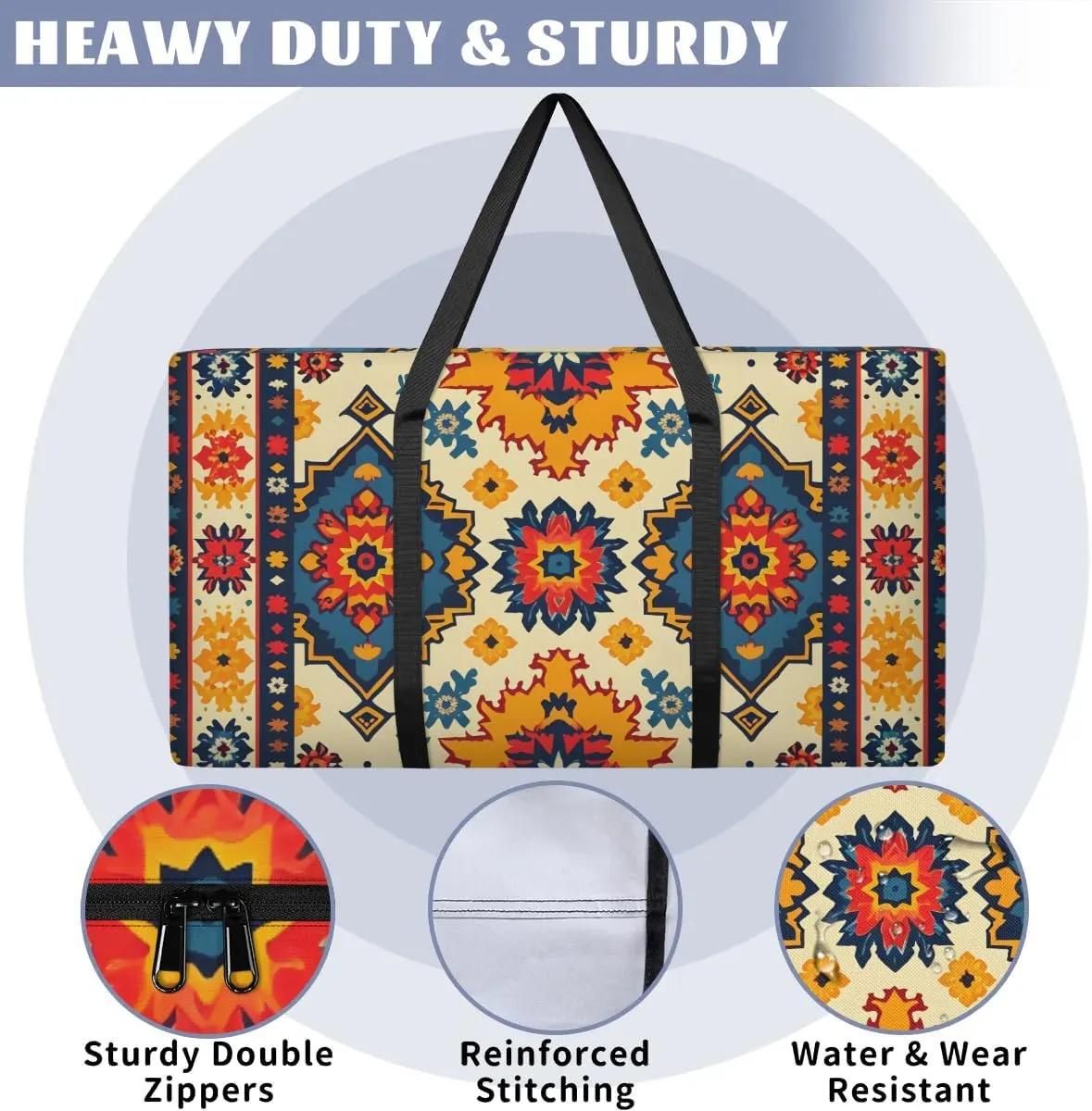 Oversized Moving Bags Aztec Ethnic Geometric Waterproof Storage Totes Large Storage Bags for Clothes Packing Bags for Moving Travel & Clothes Storage