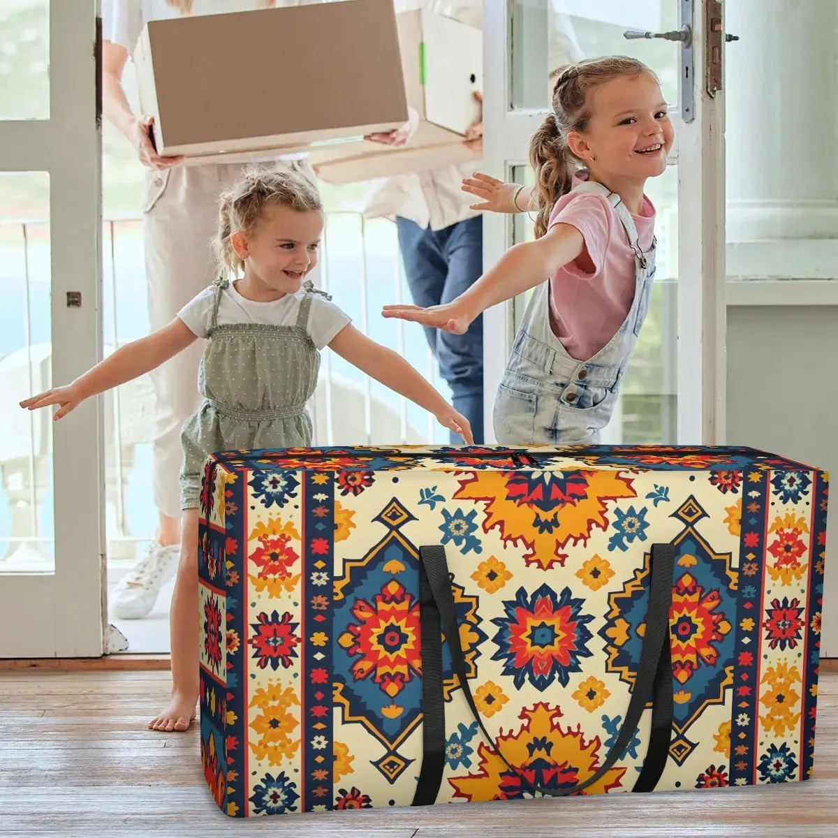 Oversized Moving Bags Aztec Ethnic Geometric Waterproof Storage Totes Large Storage Bags for Clothes Packing Bags for Moving Travel & Clothes Storage