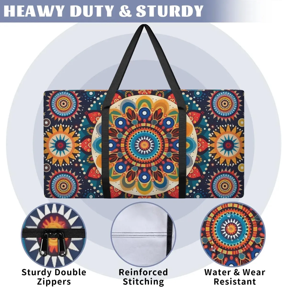 Oversized Moving Bags Bohemia Mandala Waterproof Storage Totes Large Storage Bags for Clothes Packing Bags for Moving Travel & Clothes Storage