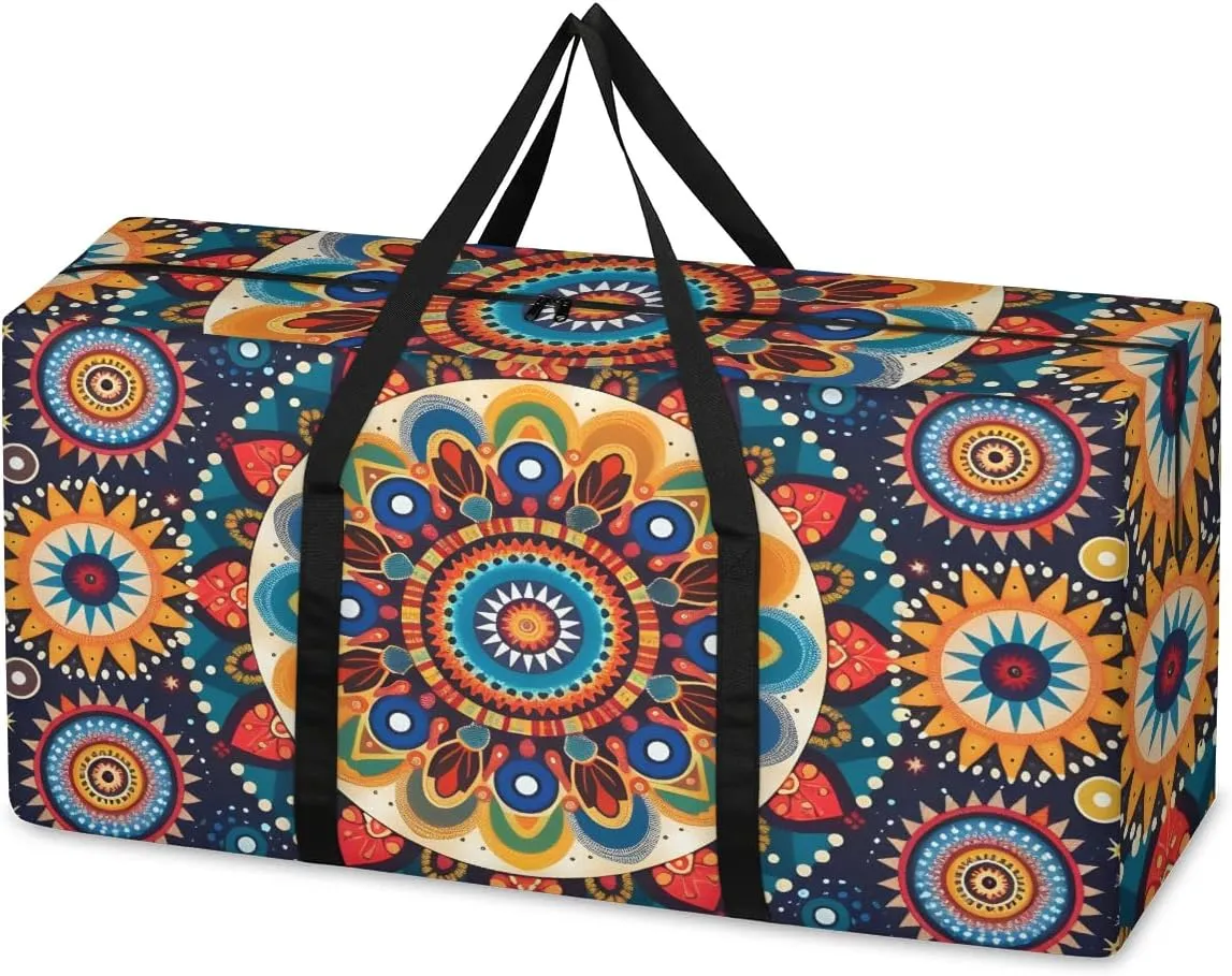 Oversized Moving Bags Bohemia Mandala Waterproof Storage Totes Large Storage Bags for Clothes Packing Bags for Moving Travel & Clothes Storage