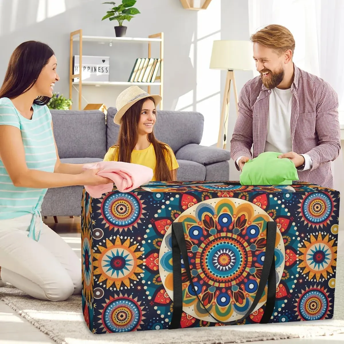 Oversized Moving Bags Bohemia Mandala Waterproof Storage Totes Large Storage Bags for Clothes Packing Bags for Moving Travel & Clothes Storage