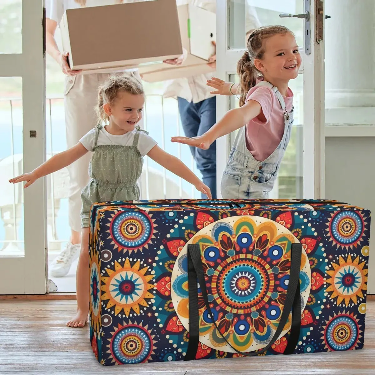 Oversized Moving Bags Bohemia Mandala Waterproof Storage Totes Large Storage Bags for Clothes Packing Bags for Moving Travel & Clothes Storage