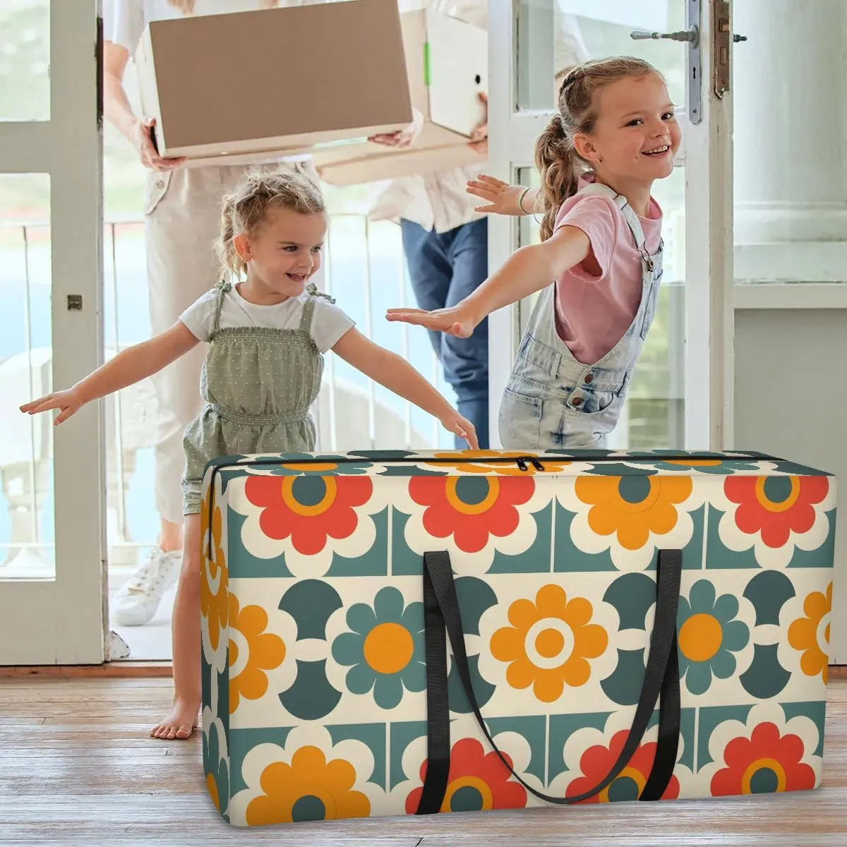 Oversized Moving Bags Boho Floral Waterproof Storage Totes Large Storage Bags for Clothes Packing Bags for Moving Travel & Clothes Storage