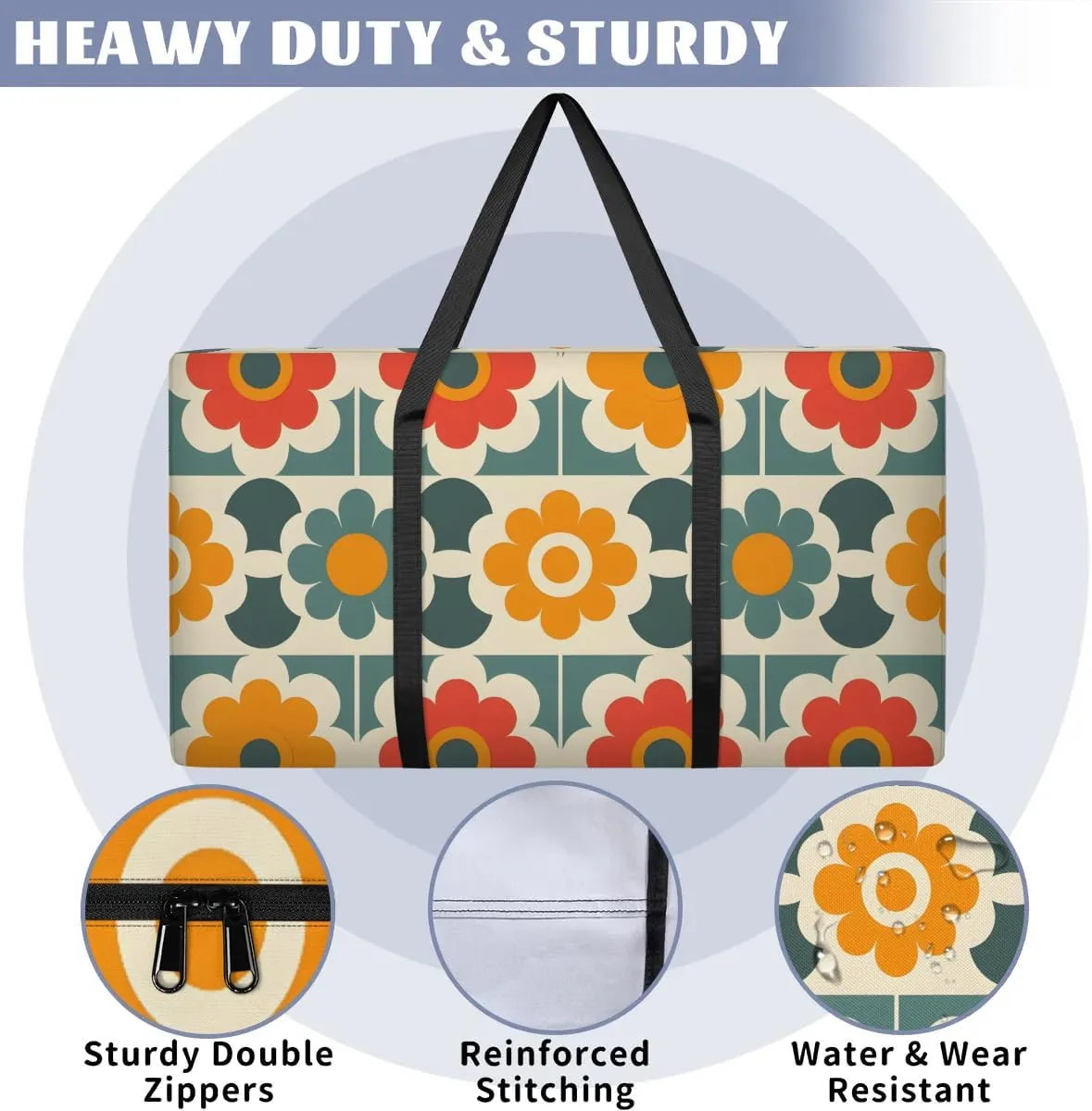 Oversized Moving Bags Boho Floral Waterproof Storage Totes Large Storage Bags for Clothes Packing Bags for Moving Travel & Clothes Storage