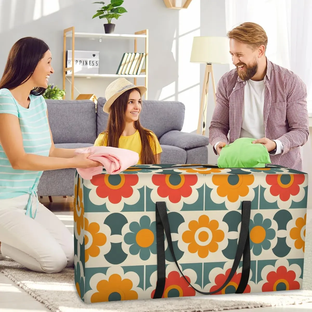Oversized Moving Bags Boho Floral Waterproof Storage Totes Large Storage Bags for Clothes Packing Bags for Moving Travel & Clothes Storage