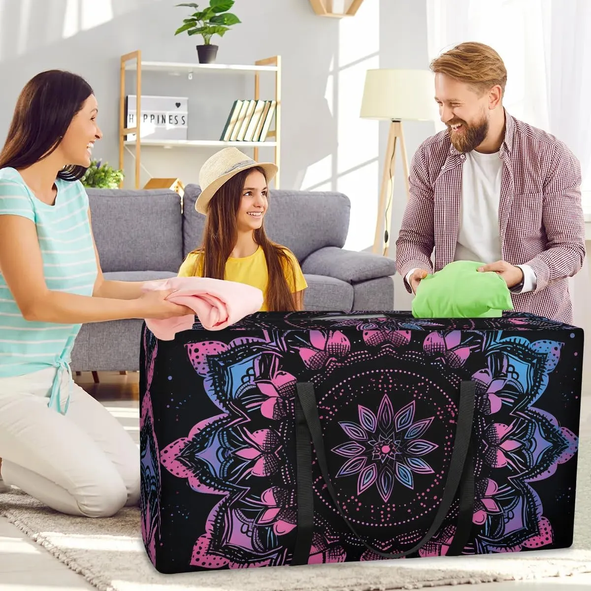 Oversized Moving Bags Mandala Print Waterproof Storage Totes Large Storage Bags for Clothes Packing Bags for Moving Travel & Clothes Storage