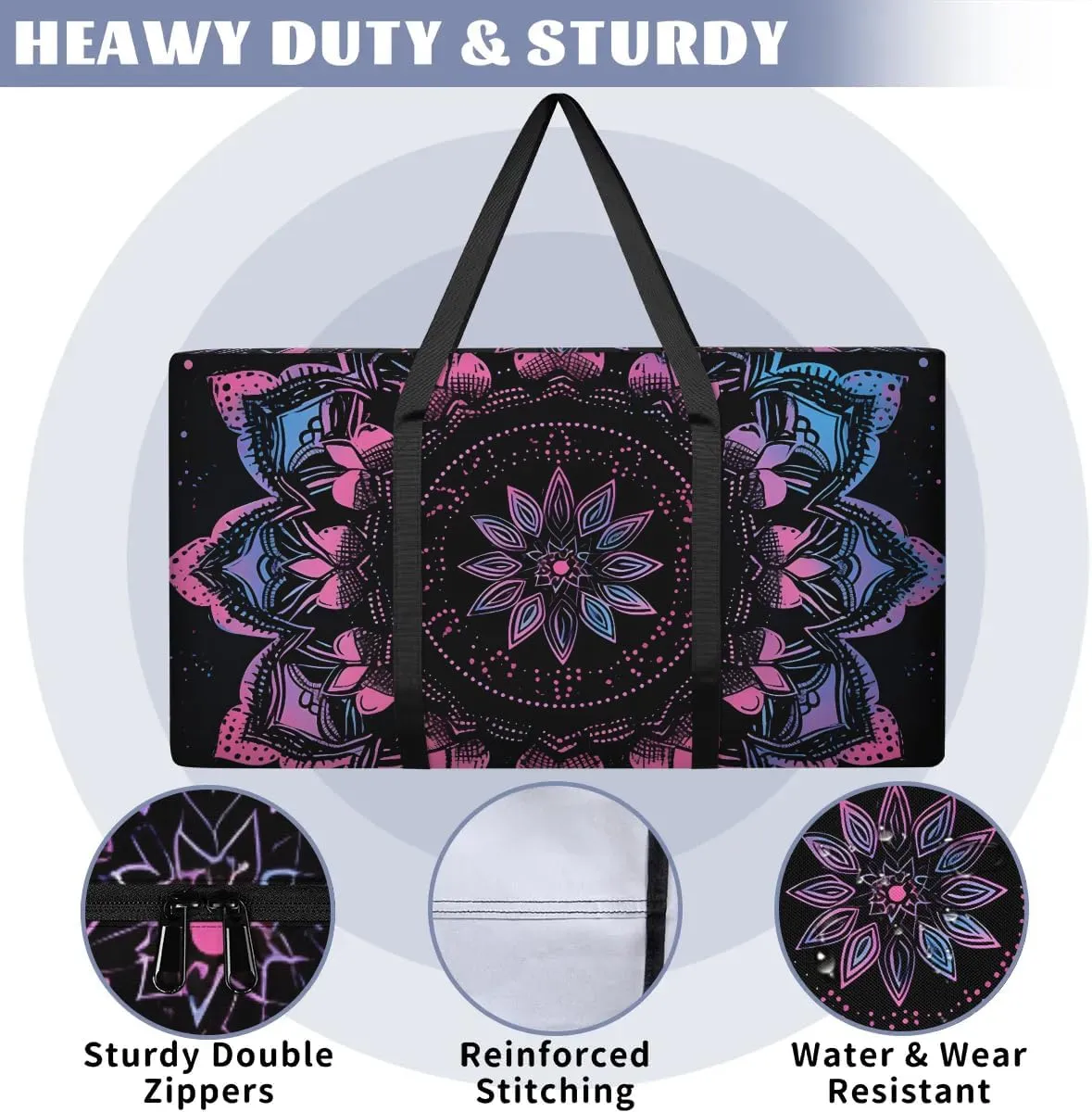 Oversized Moving Bags Mandala Print Waterproof Storage Totes Large Storage Bags for Clothes Packing Bags for Moving Travel & Clothes Storage