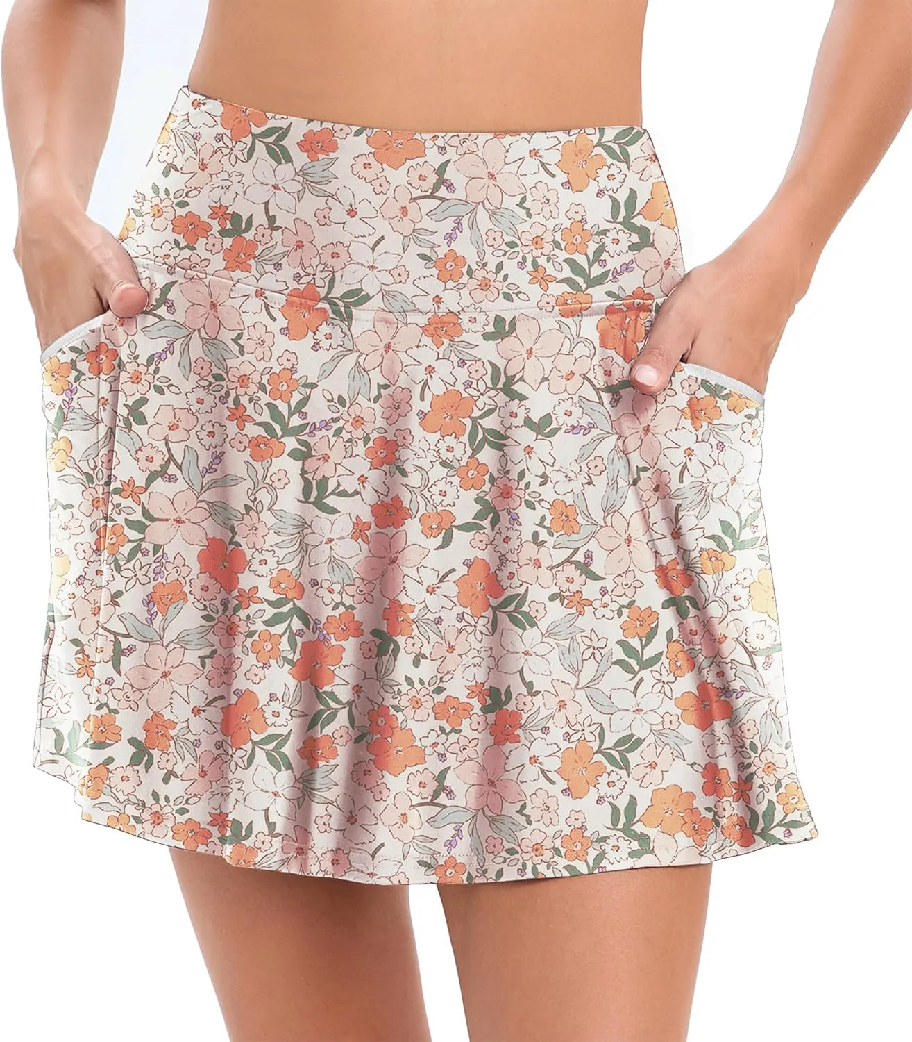 Oyamiki High Waisted Bathing Suits for Women Tummy Control Bikini Bottoms Skort with Zipper Pocket Swim Skirt