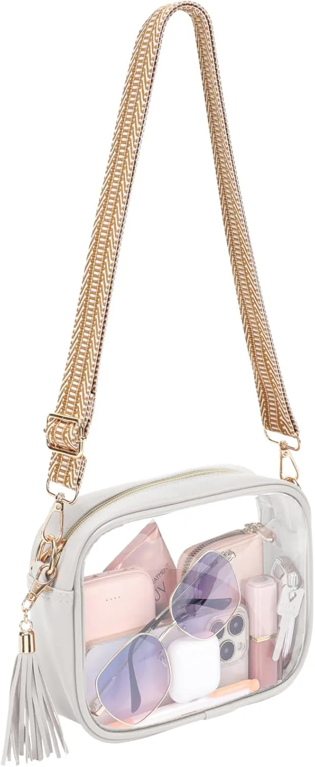 PACKISM Clear Bag for Stadium Events - Cute Clear Purse for Women Crossbody & Adjustable Chain for Sports Games Concerts