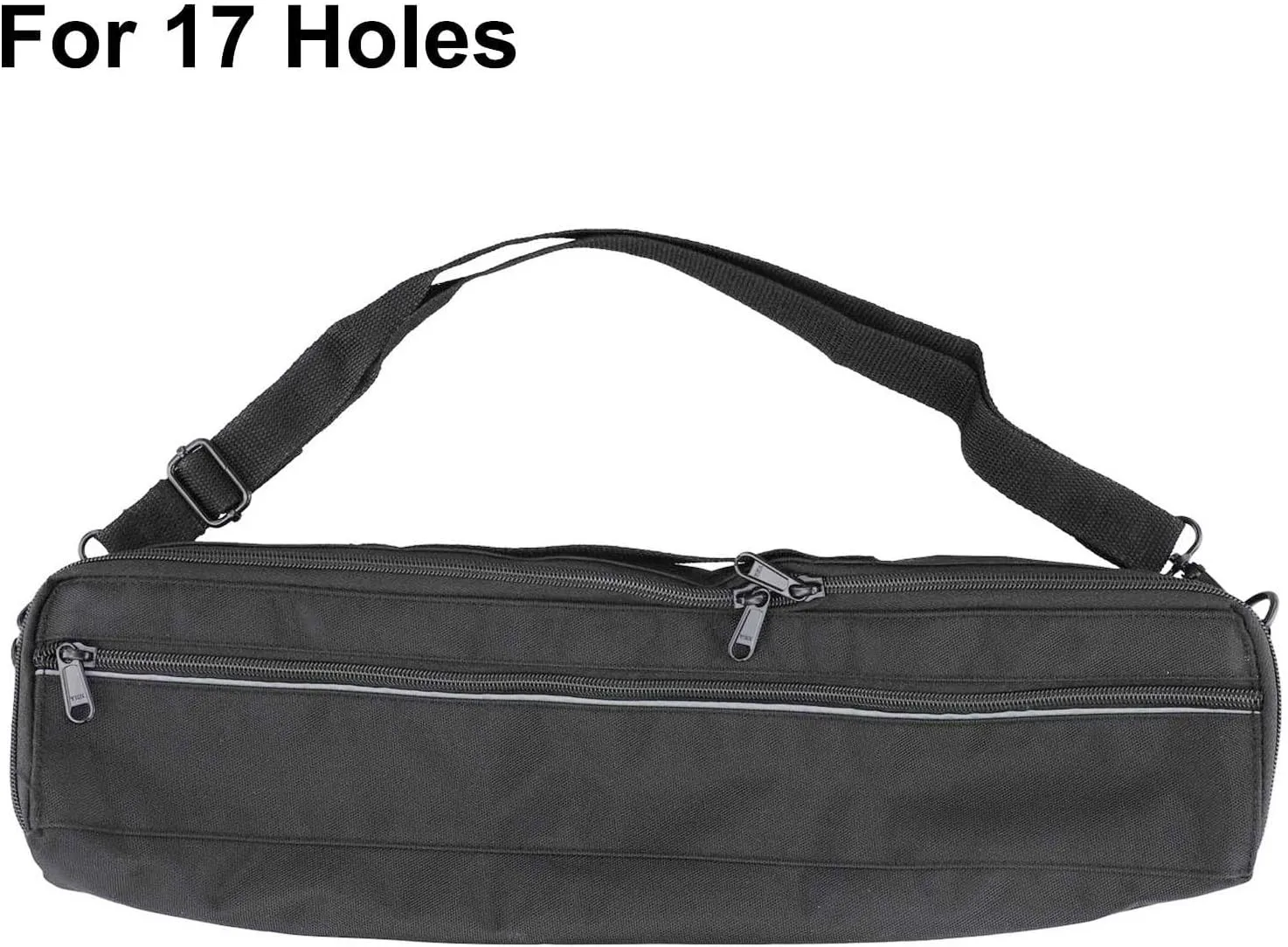Padded Flute Carrying Case 16 17 Holes Instrument Bag Concert Protective Cover with Adjustable Strap Black(17 Holes)