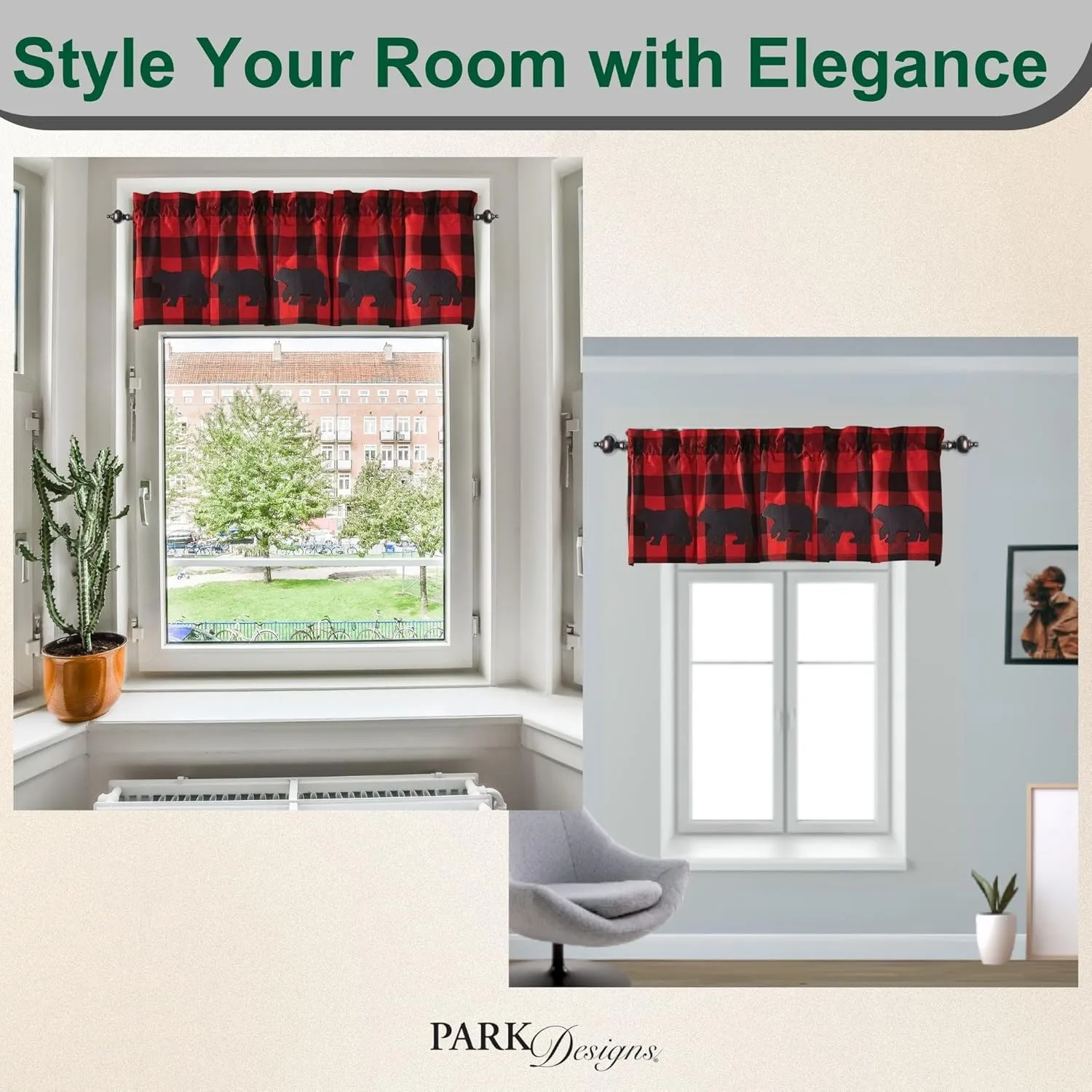 Park Designs Buffalo Check Bear Valance, 60 x 14
