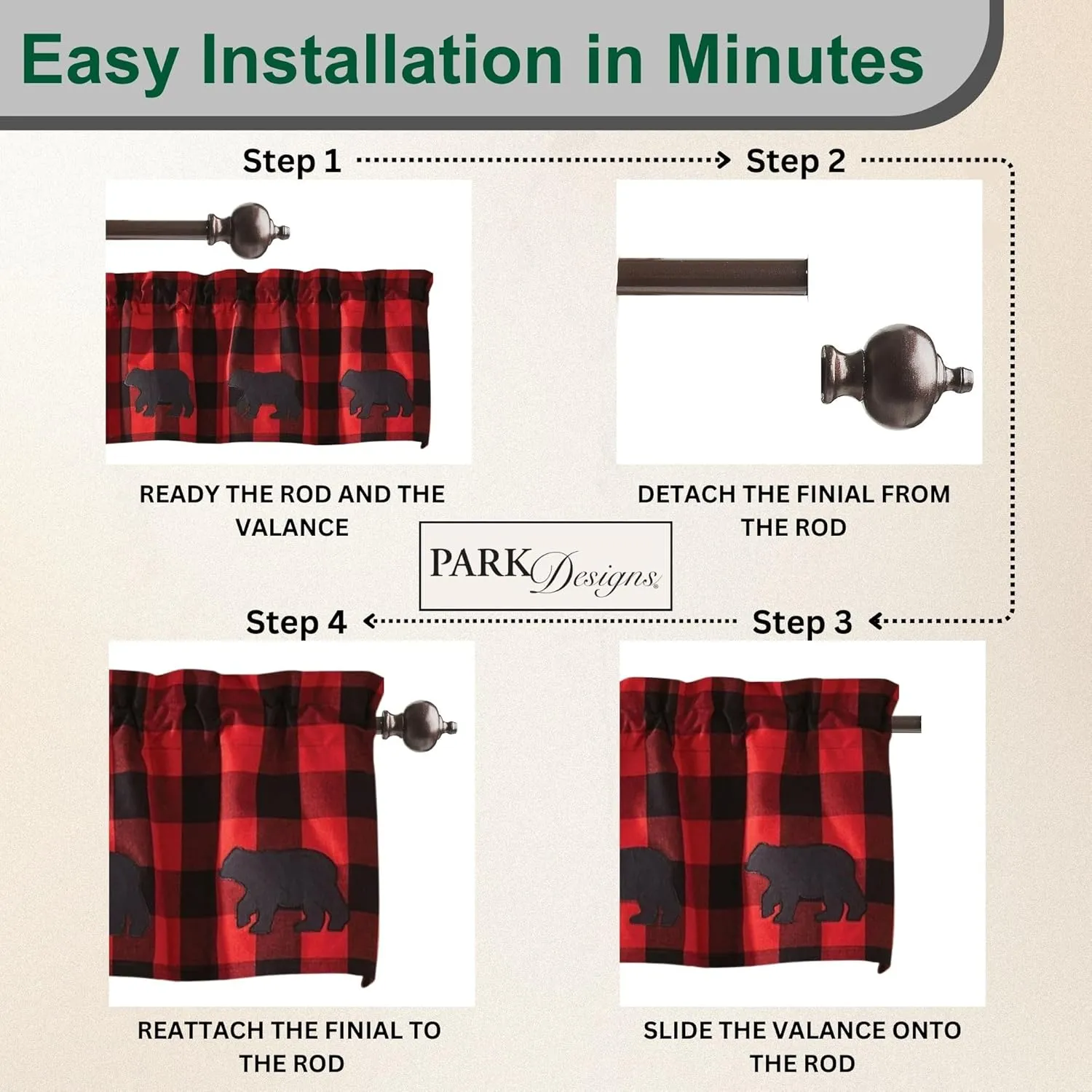 Park Designs Buffalo Check Bear Valance, 60 x 14