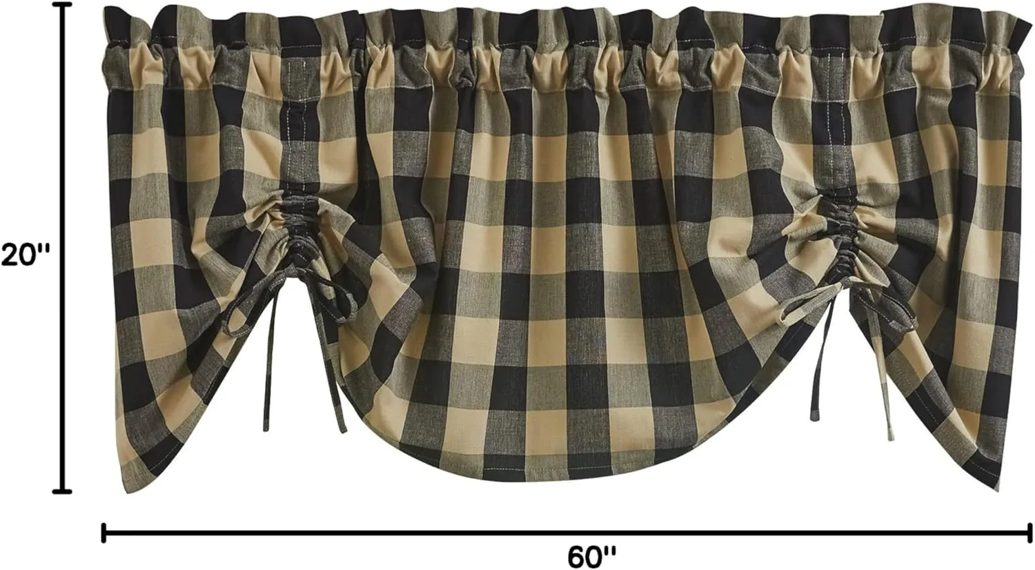 Park Designs Buffalo Check Lined Farmhouse Black Valance 60"